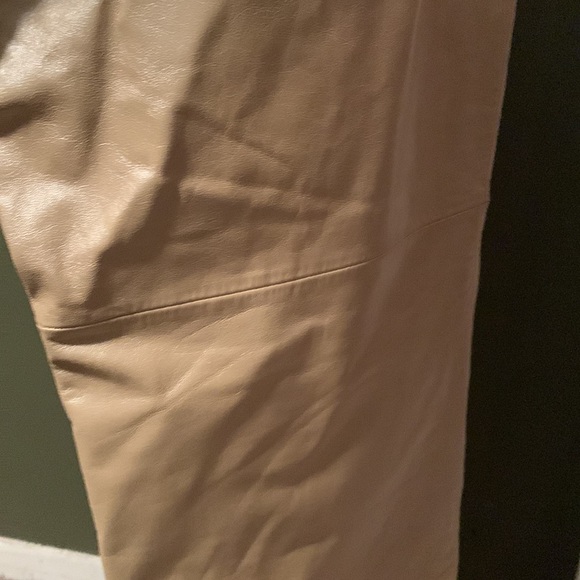 BNWOT 100% Leather fully lined Leather Pants, Size 14, beige color, no pockets. - Picture 13 of 16